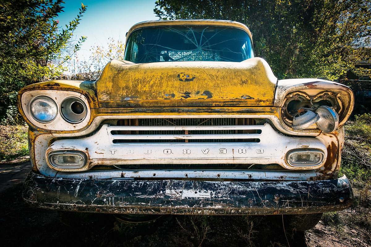 car vintage Chevrolet car on forest new mexico